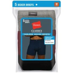 HANES Men's Classics Tagless Boxer Briefs, 5-Pack