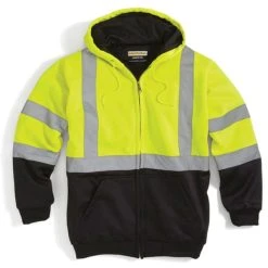 UTILITY PRO WEAR Men's UHV425 Stain-Resistant ANSI Class 3 Hi Vis Hooded Sweatshirt