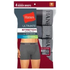 HANES Men's TAGLESS Ultimate Stretch Boxer Briefs, 4-Pack