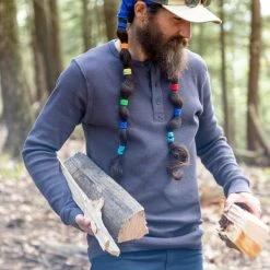 Eastern Mountain Sports EMS Men's Rowan Waffle Long-Sleeve Henley -trucker hat shop 2055145 003 alt2