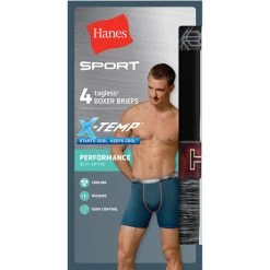 HANES X-Temp Performance Boxer Briefs, 4-Pack