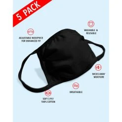 HANES Face Masks, 5-Pack -trucker hat shop 2073078 001 alt2