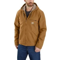 CARHARTT Men's Washed Duck Sherpa-Lined Jacket -trucker hat shop 2073855 205 alt1