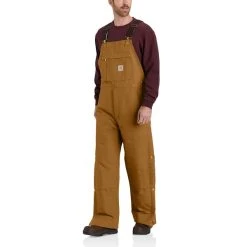 CARHARTT Men's Loose Fit Firm Duck Insulated Bib Overall -trucker hat shop 2076515 201 alt3