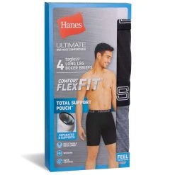 HANES Men's Ultimate Comfort Flex Fit Total Support Pouch Boxer Brief, 4 Pack -trucker hat shop 2076936 001 alt2
