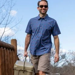 Eastern Mountain Sports EMS Men's Poplin Printed Shirt -trucker hat shop 2079374 410 alt3