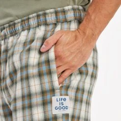 LIFE IS GOOD Men's Putty Plaid Classic Sleep Pants -trucker hat shop 2079644 102 alt3