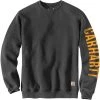 CARHARTT Men's Loose Fit Crewneck Logo Sleeve Graphic Sweatshirt -trucker hat shop 2082484 005 main