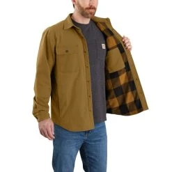 CARHARTT Men's Ruffed Flex Relaxed Fit Fleece-Lined Shirt Jacket 9 CARHARTT Men's Ruffed Flex Relaxed Fit Fleece-Lined Shirt Jacket -trucker hat shop 2082824 201 alt3