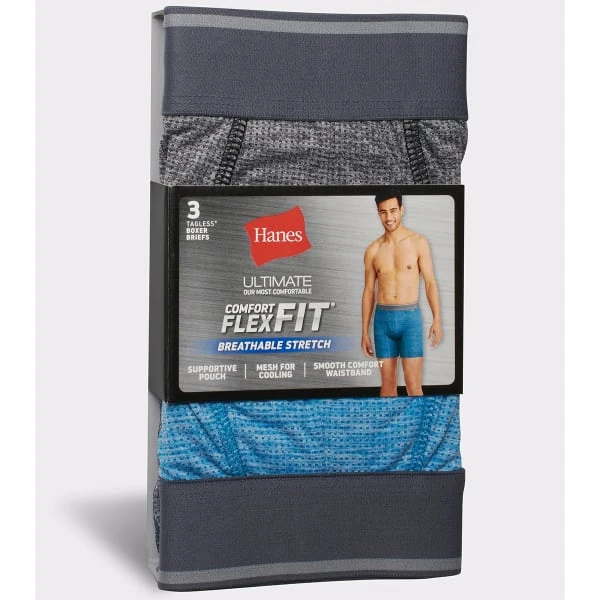 HANES Ultimate Men's Comfort Flex Fit Boxer Briefs, 3-Pack Extended Size 8 HANES Ultimate Men's Comfort Flex Fit Boxer Briefs, 3-Pack Extended Size - Image 6