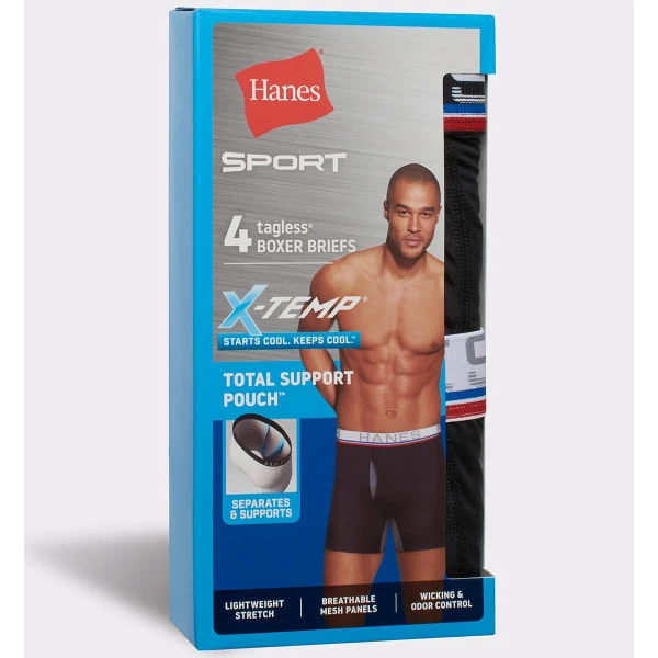 HANES SPORT Men's Total Support Pouch X-Temp Cooling Boxer Briefs, 4-Pack 8 HANES SPORT Men's Total Support Pouch X-Temp Cooling Boxer Briefs, 4-Pack - Image 6