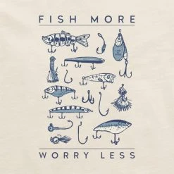LIFE IS GOOD Men's Fish More Worry Less Short-Sleeve Tee -trucker hat shop 2087633 106 alt4